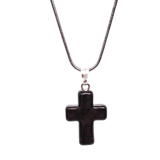 Murano glass black cross charm. Small.